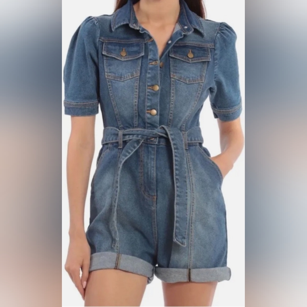 Avec Les Filles Denim Romper - NWT - Size Large